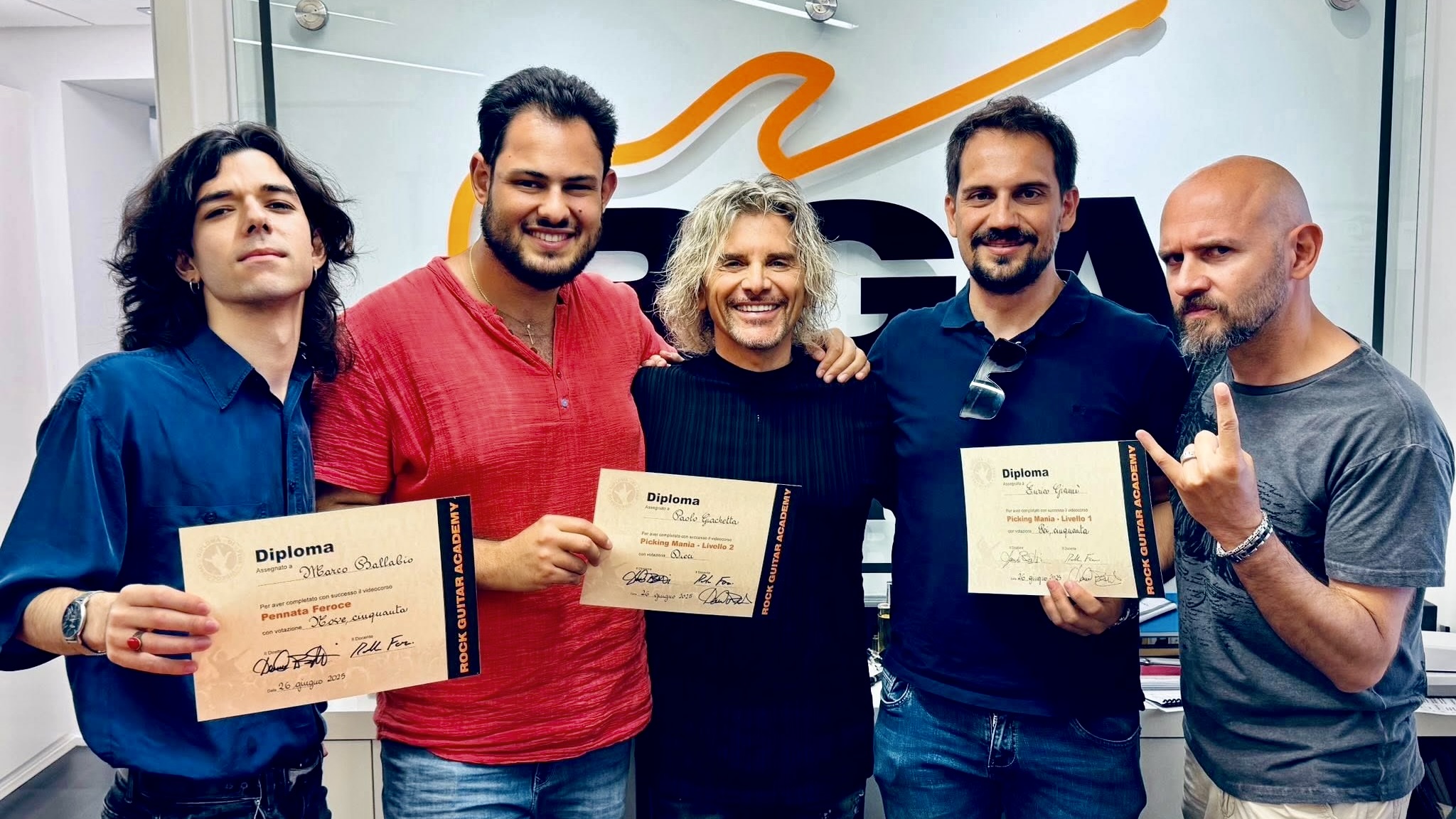 Da sinistra Marco Ballabio - Diplomato Pennata Feroce, Paolo Giachetta - Diplomato Picking Mania liv. 2, Enrico Giannì - Diplomato Picking Mania liv. 1